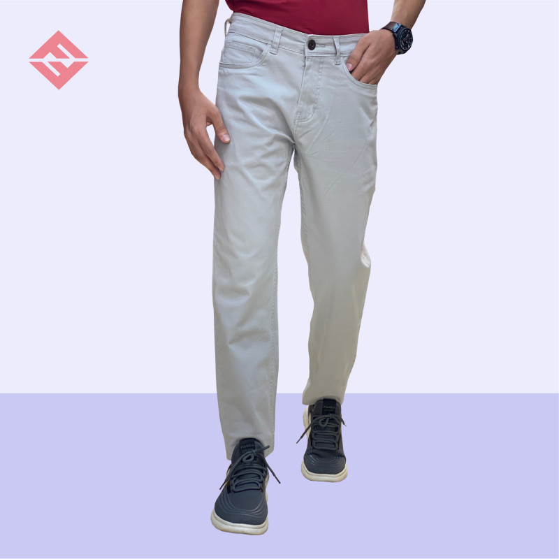 Men's Slim-Fit Regular Gabardine Pants 234L Pear White