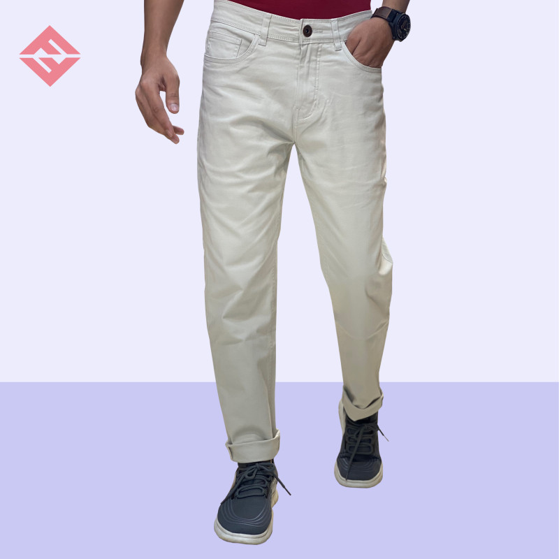 Men's Slim-Fit Regular Gabardine Pants 234L Silver White