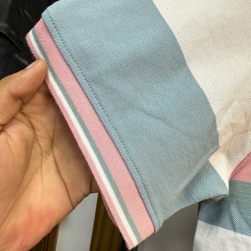 Luxury Yarn Dyeing PK Cotton Polo 2017PK24 White Pink